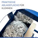 Textil Umreifungs-Set: Handabroller, Spanngert, Abrollwagen 16 mm Textil Umreifungsband, 200 Metallklemmen